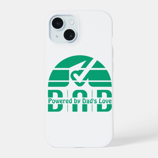 Coque iPhone 15 Powered by Dad's Love: Making Memories with Hugs (Verso)