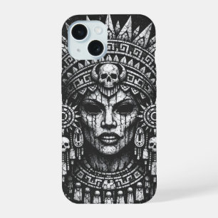 Coque iPhone 15 Prêtresse Couronnée d'un Crâne — par BurnsInHell