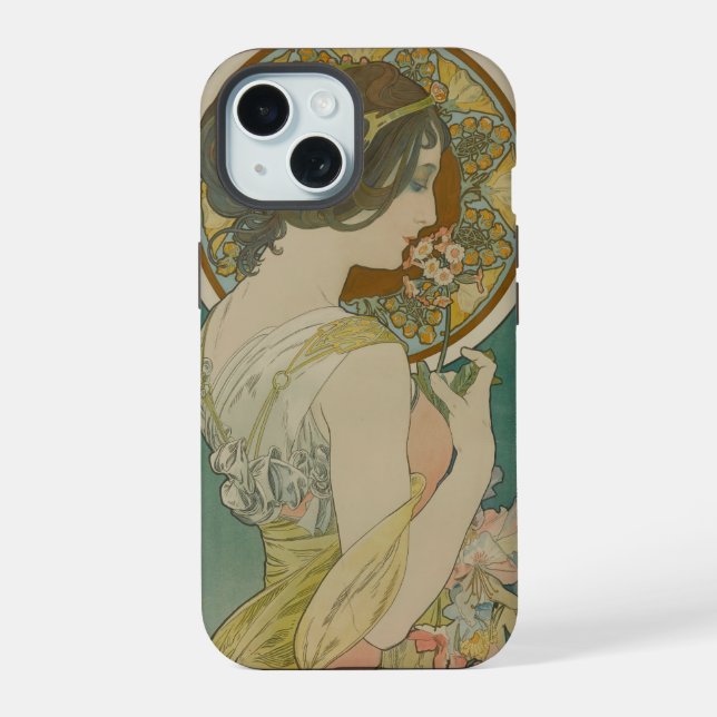 Coque iPhone 15 Primrose d'Alphonse Mucha (1899) (Verso)