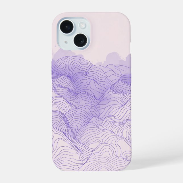Coque iPhone 15 Purple Mountain Range Terrain Parc national Contou (Verso)