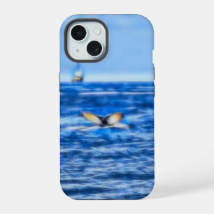 Coque iPhone 15 Queue de baleine Navire nautique Océan bleu