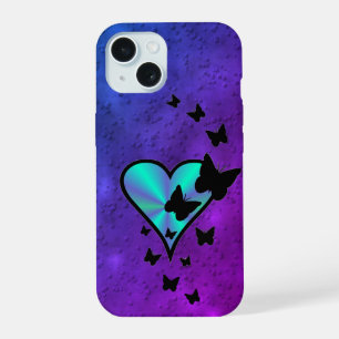 Coque iPhone 15 Rainbow heart and Butterfly