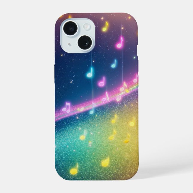 Coque iPhone 15 Rainbow Music Notes Galaxy Phone Case (Verso)