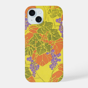 COQUE iPhone 15 RAISINS, VIGNES DE CÉRÉALES, ORANGE JAUNE VIERGE V