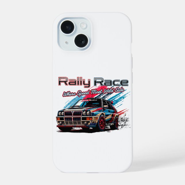 COQUE iPhone 15 RALLY RACE VINTAGE - LORSQUE LA VITESSE RENCONTRE  (Verso)
