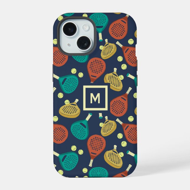 Coque iPhone 15 Raquettes de Padel avec Initiale (Verso)