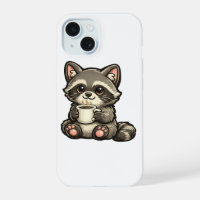 Raton laveur mignon avec café – Animal Kawaii Cozy