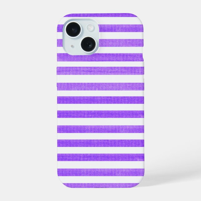 Coque iPhone 15 Rayure blanche et violette (Verso)