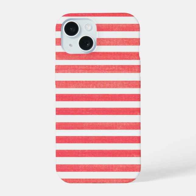 Coque iPhone 15 Rayure rouge et blanche (Verso)