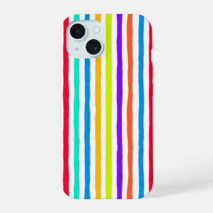 Coque iPhone 15 Rayures dessinées à la main dans des couleurs vive