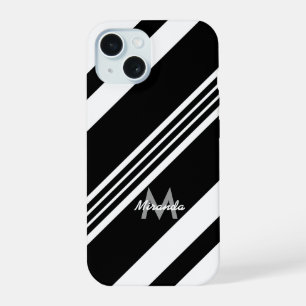 Coque iPhone 15 Rayures diagonales personnalisées modernes