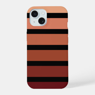 Coque iPhone 15 Rayures Nuances de Rouge sur Fond Noir