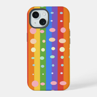COQUE iPhone 15 RAYURES POINT RAINBOW