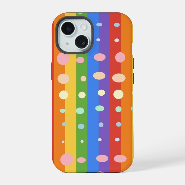 COQUE iPhone 15 RAYURES POINT RAINBOW (Verso)
