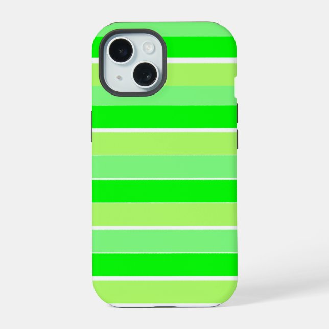 Coque iPhone 15 Rayures vert citron (Verso)
