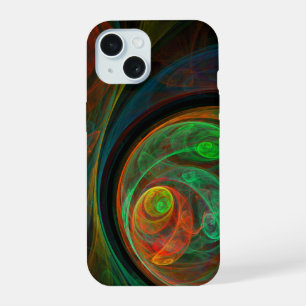 Coque iPhone 15 Reborn Green Art Abstrait