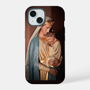 Coque iPhone 15 Reine du Ciel Vierge Marie Enfant Jésus Chrétien