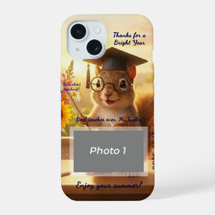 Coque iPhone 15 Remerciement à l'enseignant écureuil ensoleillé de