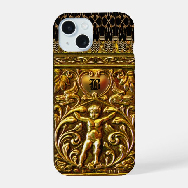 Coque iPhone 15 Remiel Cherub Love Monogramme (Verso)