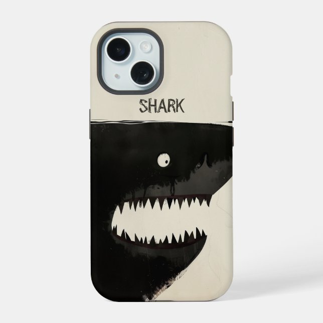 Coque iPhone 15 Requin noir (Verso)