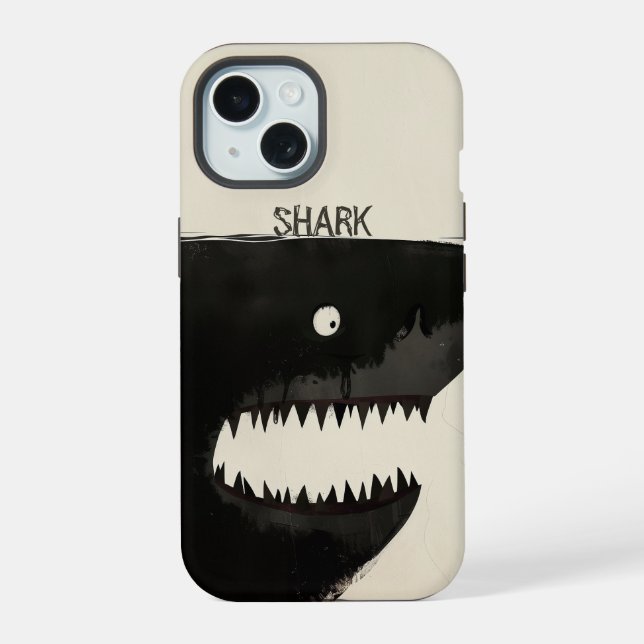 Coque iPhone 15 Requin noir (Verso)