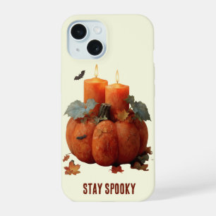 Coque iPhone 15 Restez Citrouille Effrayante avec des Bougies
