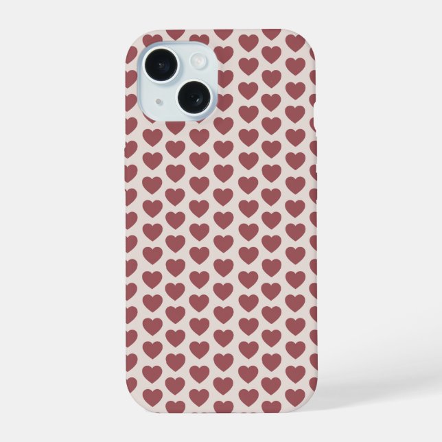 Coque iPhone 15 Retro Hearts Pink Burgundy Y2K Style (Verso)