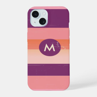 Coque iPhone 15 Retro look monogramme landes de bonbons