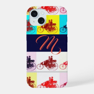 COQUE iPhone 15 RÉUNION DE VOITURES ANCIENNES POP ART MONOGRAMME