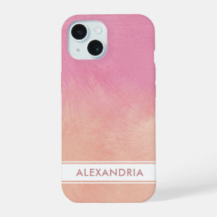 Coque iPhone 15 Rêve Abstrait Élégant Mignon Rose Abricot Rose