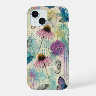 Coque iPhone 15 Rêve Aquatique Floral Vibrant