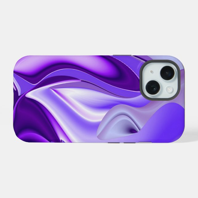 Coque iPhone 15 Rêves arc-en-ciel à fleurs violettes (Verso Horizontal)