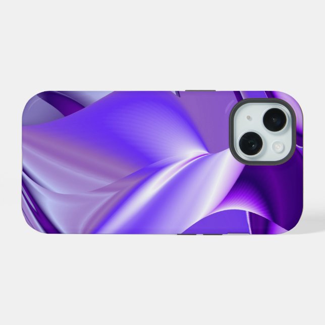 Coque iPhone 15 Rêves arc-en-ciel à fleurs violettes (Verso Horizontal)