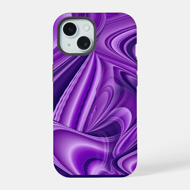 Coque iPhone 15 Rêves arc-en-ciel à fleurs violettes (Verso)
