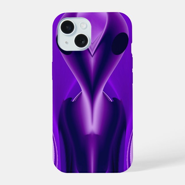Coque iPhone 15 Rêves arc-en-ciel violet 3D, Alien (Verso)
