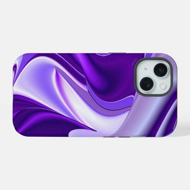 Coque iPhone 15 Rêves d'arc-en-ciel de fleurs violettes (Verso Horizontal)