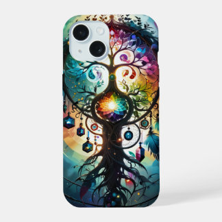Coque iPhone 15 Rêveur Bohème Arbre De Vie Attrape-Rêves Esthétiqu