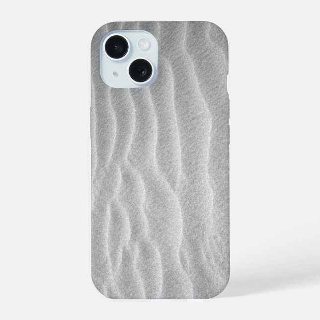 Coque iPhone 15 Rides de sable noir et blanc (Verso)