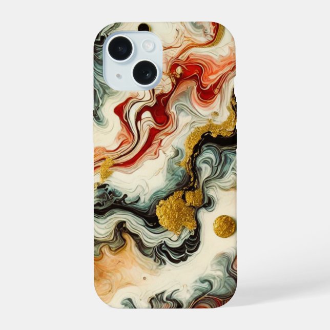 Coque iPhone 15 Rivières dorées (Verso)