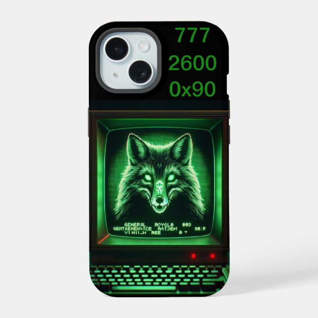 Coque iPhone 15 Robot Fox éffrayant (Verso)
