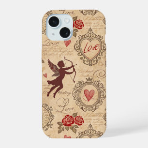 Coque iPhone 15 Romance de la Saint-Valentin Cupidon Victorien Orn