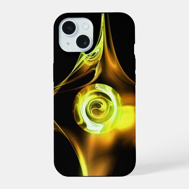 Coque iPhone 15 Rose BROWN JAUNE FRACTAL BLANC (Verso)