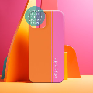 Coque iPhone 15 Rose Chaude Orange Élégant Design Moderne Minimali