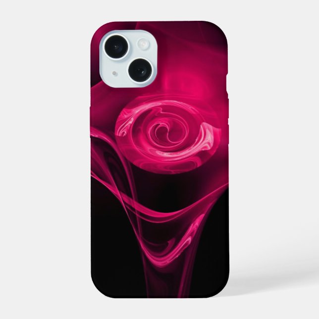 Coque iPhone 15 Rose FRACTAL DE FUCHSIA ROSE (Verso)