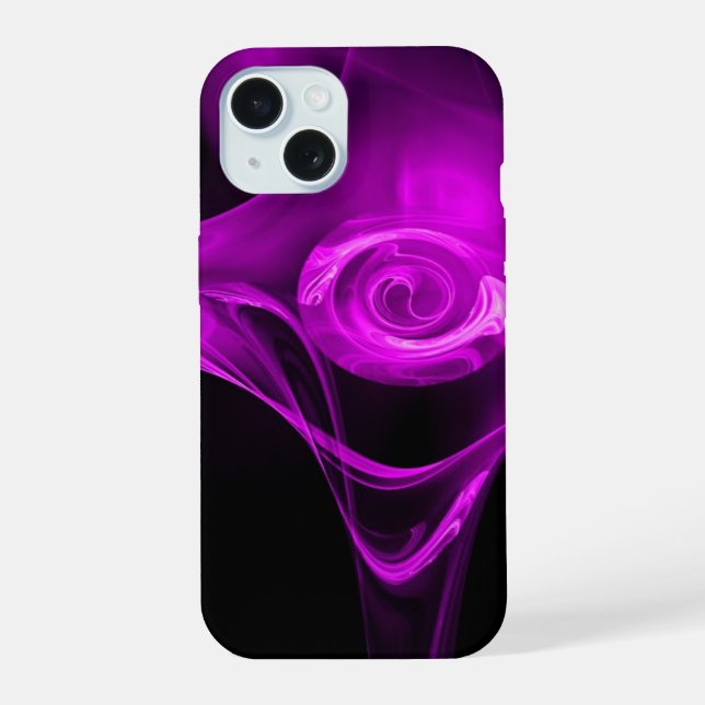 COQUE iPhone 15 ROSE FRACTALE VIOLETTE POURPRE (Verso)