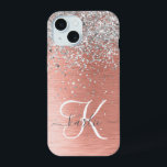 Coque iPhone 15 Rose Gold Jolie fille Parties scintillant argent b<br><div class="desc">Personnalisez facilement ce design branché de boîtier de téléphone chic avec une jolie parties scintillant brillante en argent sur un arrière - plan métallique brossé en or rose.</div>