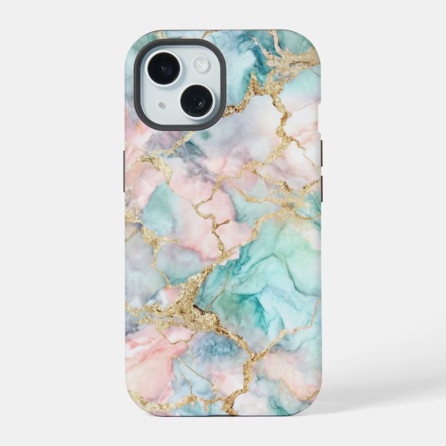 Coque iPhone 15 Rose Gold Marble (Verso)