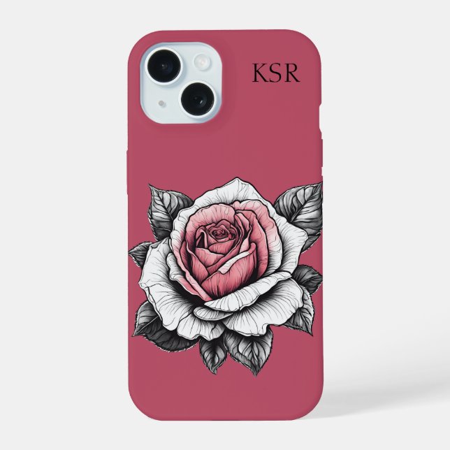 Coque iPhone 15 Rose moderne (Verso)