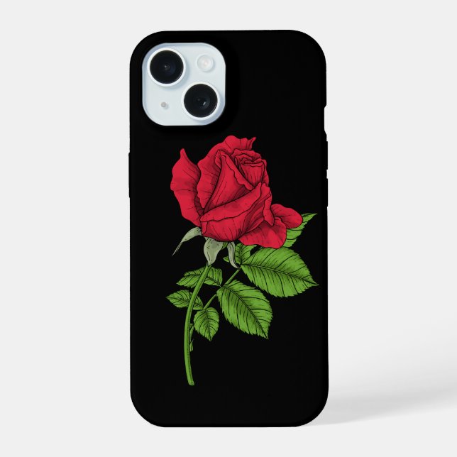 Coque iPhone 15 Rose rouge (Verso)