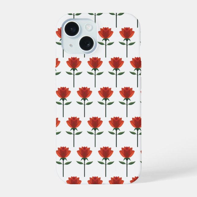 Coque iPhone 15 Rose rouge intemporelle (Verso)
